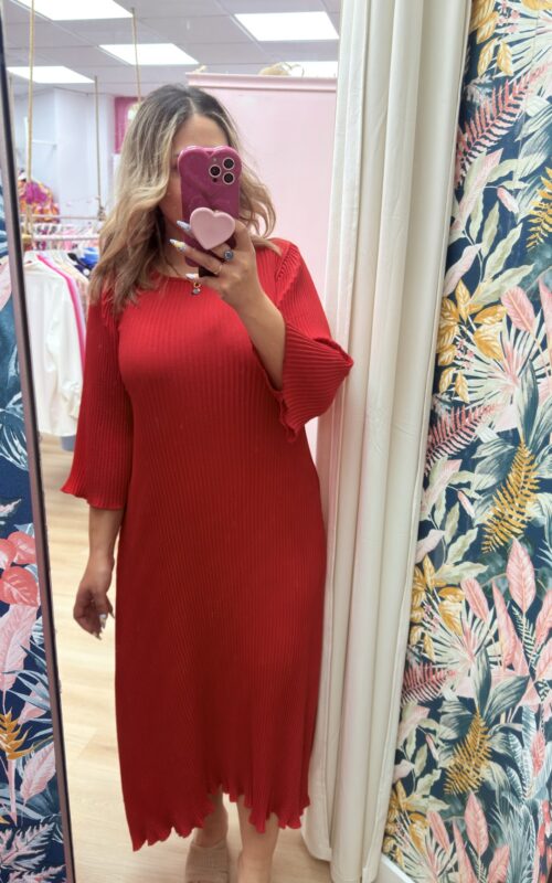 Vestido plisado rojo