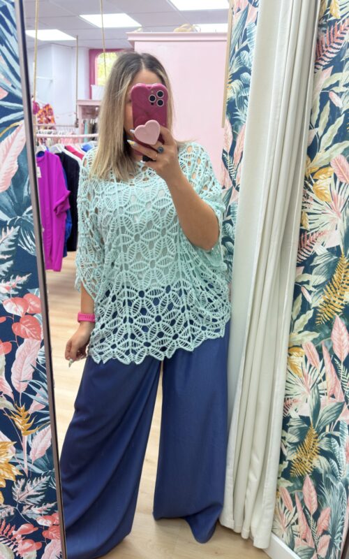 Poncho crochet verde