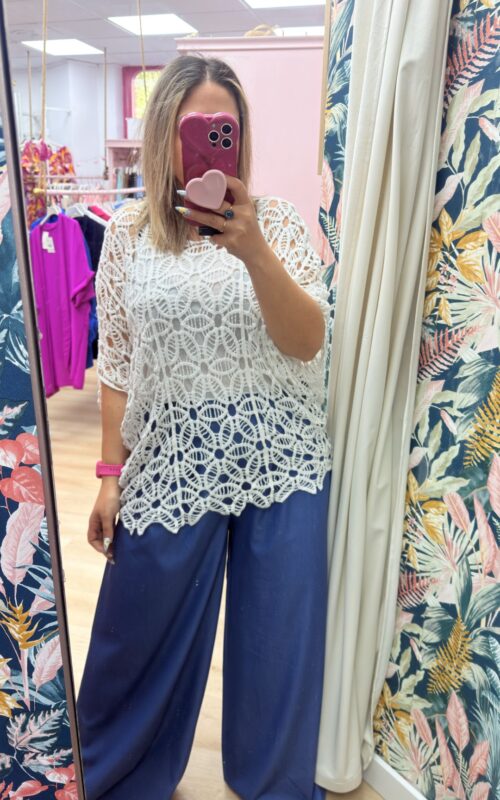 Poncho crochet blanco