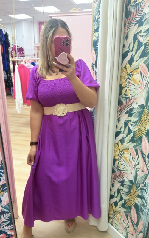 Vestido fruncido buganvilla