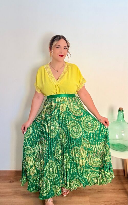Falda plisada verde