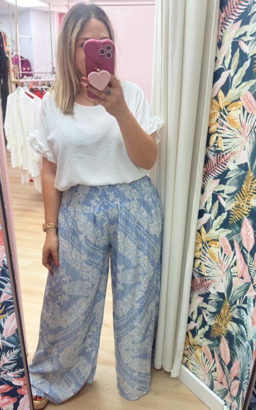 Pantalones tela vaquero etnico
