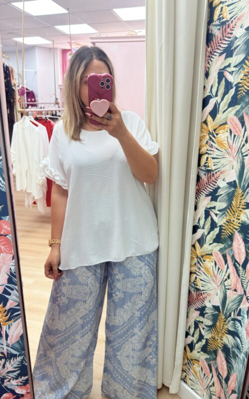 Blusa manga volantitos blanca