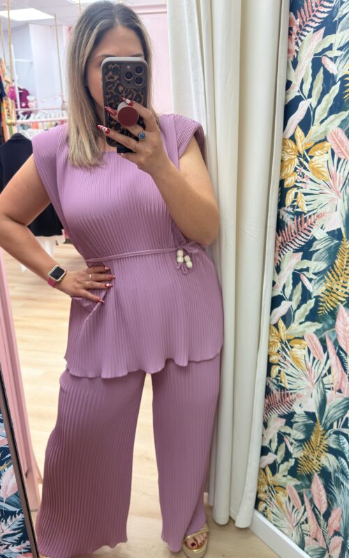Conjunto plisado lila
