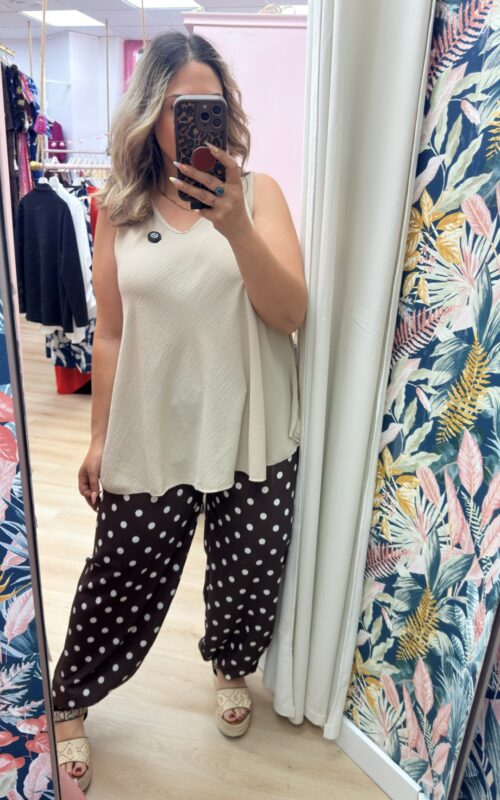 Blusa tela beige sisa