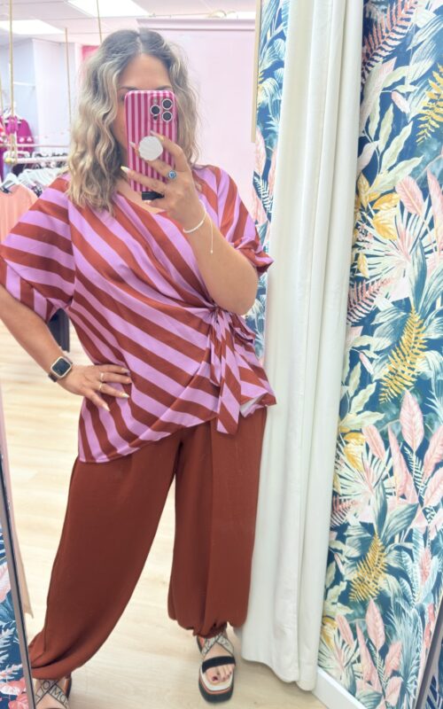 Blusa rayas lazada rosa y naranja