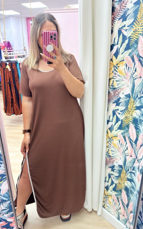 Vestido canale abertura marron