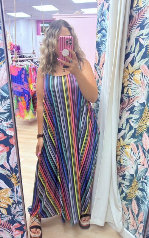 Vestido rayas licra fria colores