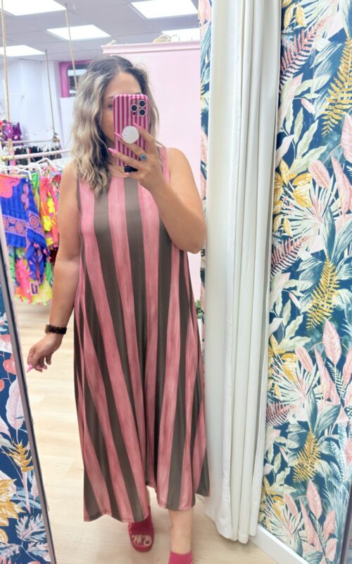 Vestido largo rayas licra fria