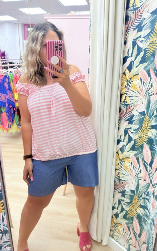 Camiseta rayas rosa