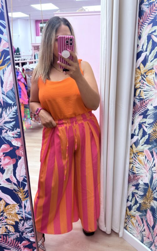 Pantalon rayas naranja