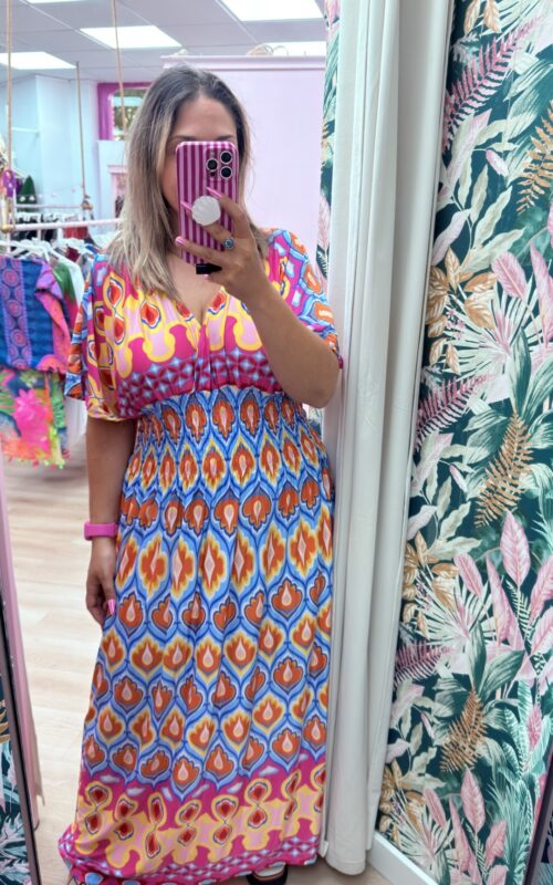 Vestido fruncido licra colores