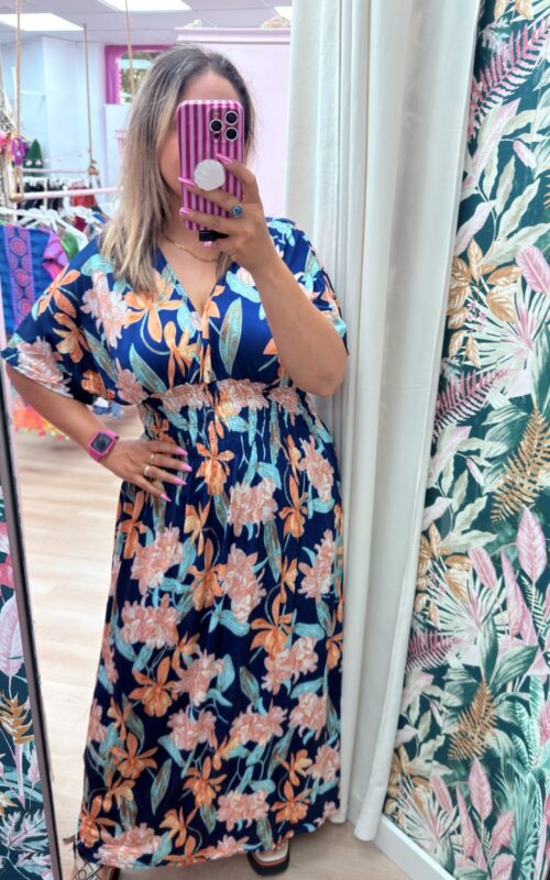 Vestido flores fruncido