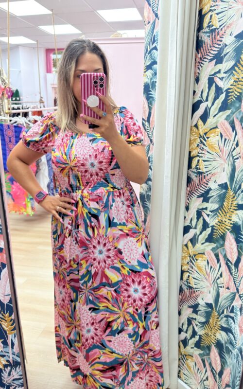 Vestido nido abeja flores licra