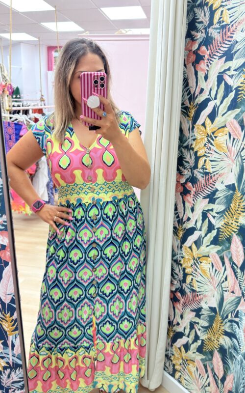 Vestido multicolores botones