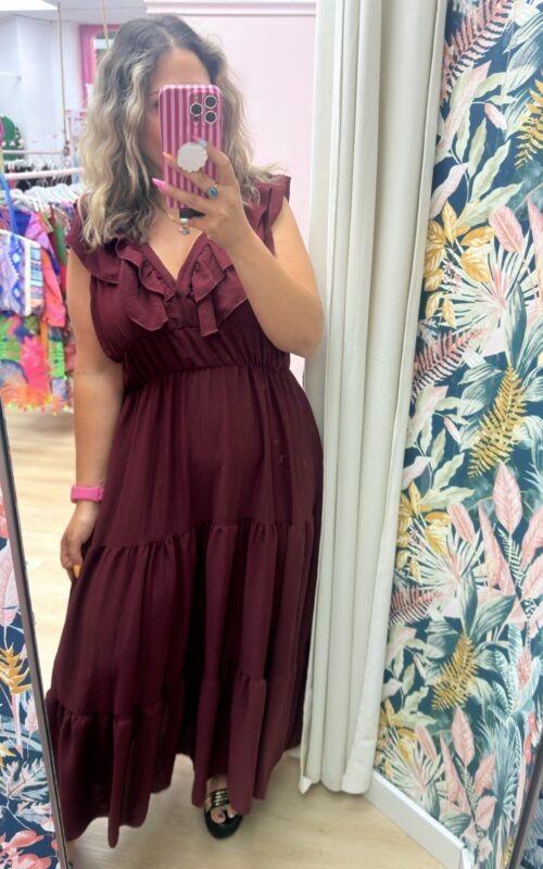 Vestido volantes largo