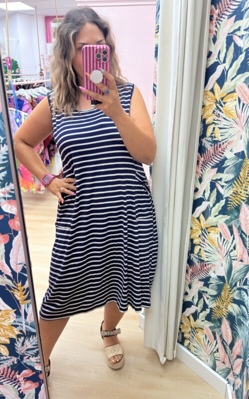Vestido rayas bolsillos ancho