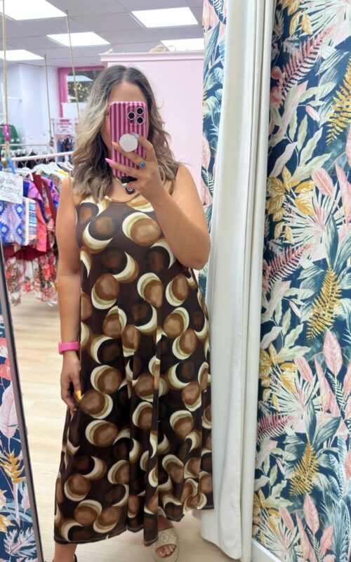 Vestido licra fria estampado marron