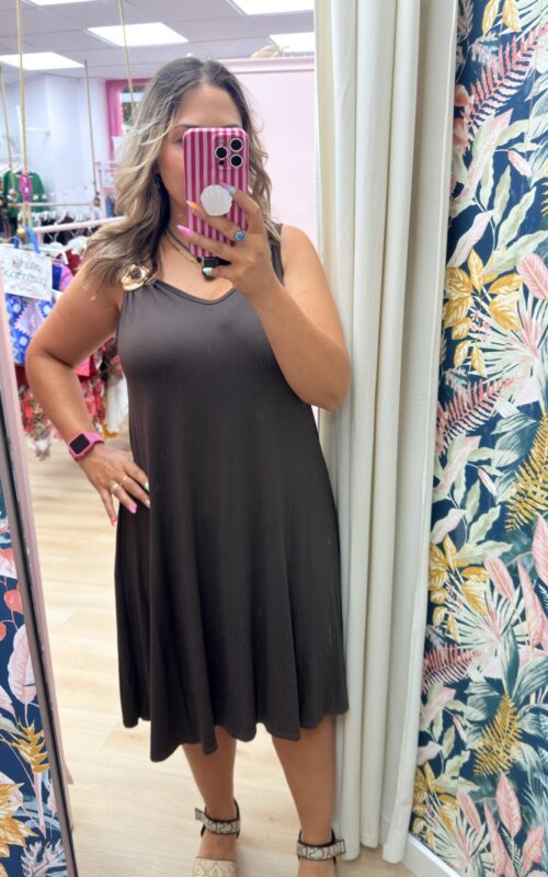 Vestido broche lateral marron
