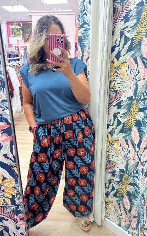 Pantalon flores azul