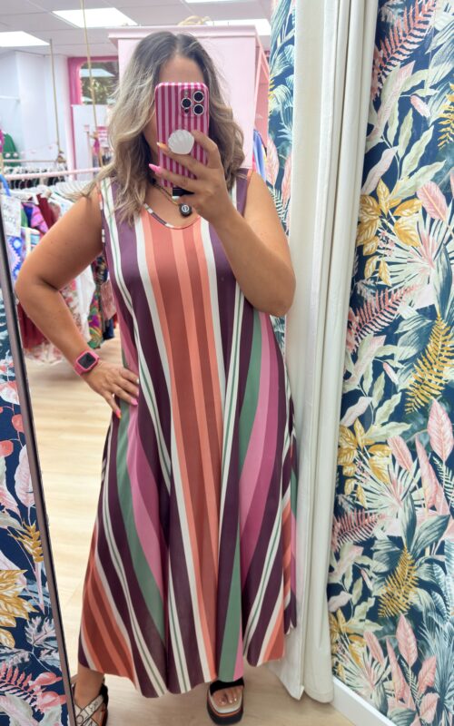 Vestido evase rayas