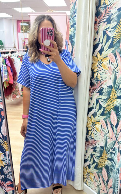 Vestido rayas horizontal manga corta colores