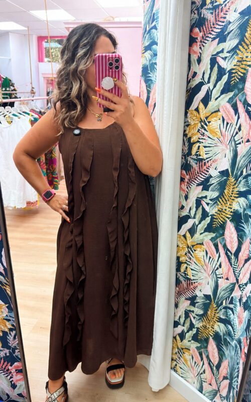Vestido volantitos marron