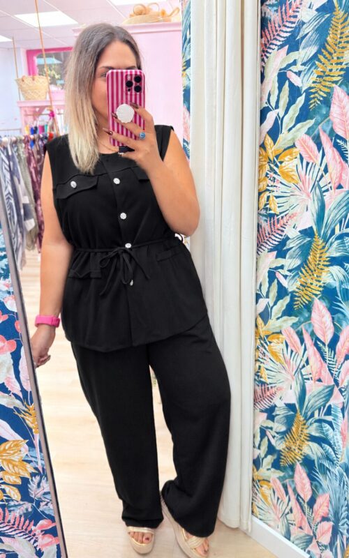 Conjunto botones elastico negro