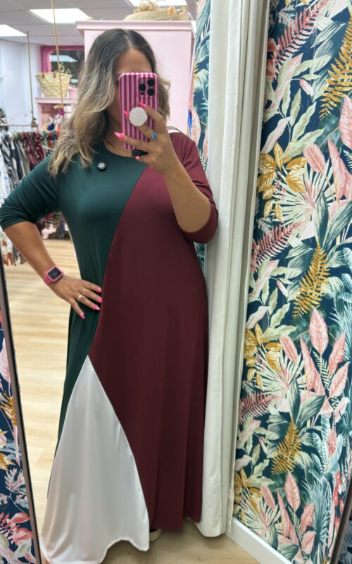 Vestido tres colores verde