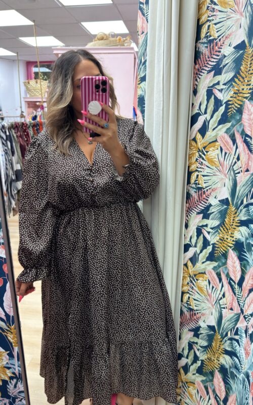 Vestido topitos marron