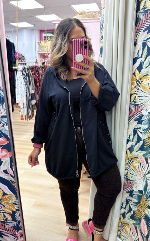 Chaqueta Sudadera brillos laterales capucha