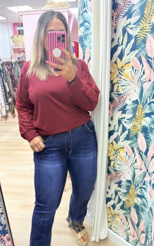 Pantalon campana flores marrones