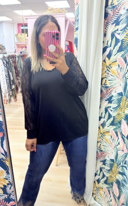 Camiseta canale encaje negro