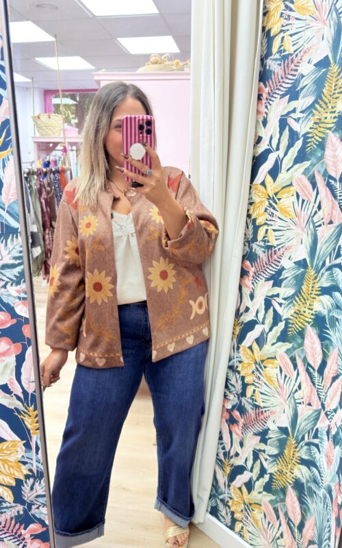 Chaqueta ante flores marron