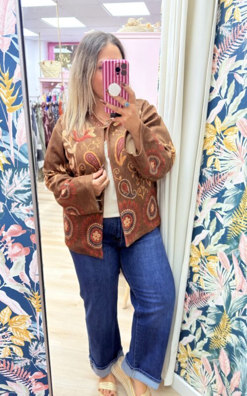 Chaqueta ante etnica marron