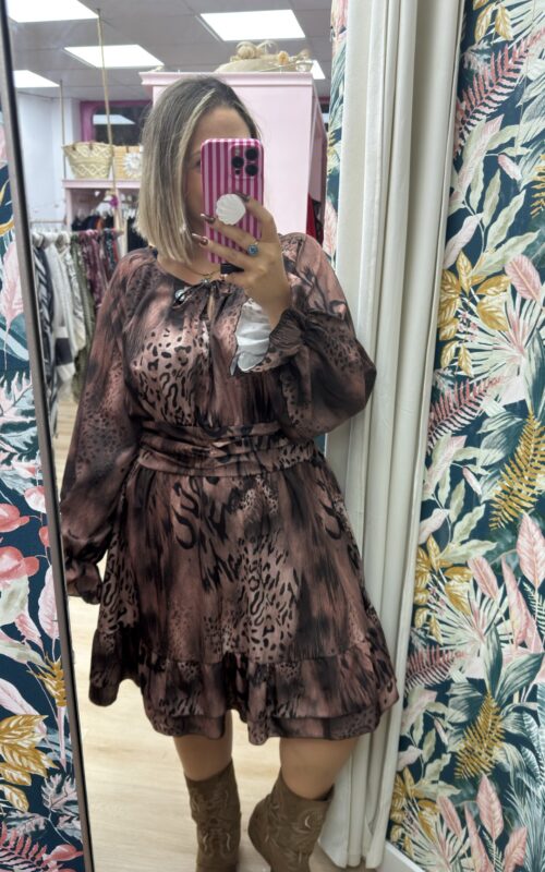 Vestido estampado marron