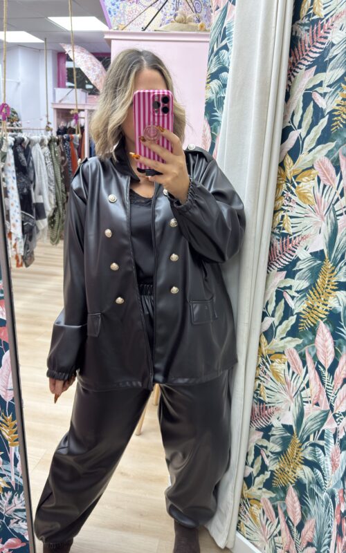 Chaqueta polipiel militar