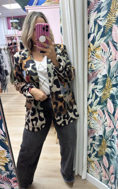 Chaqueta militar estampada ante
