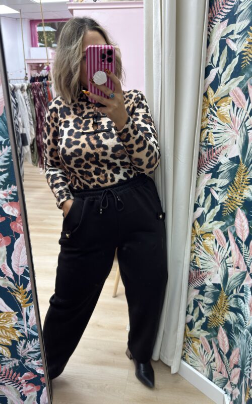 Camiseta japo entallada leopardo