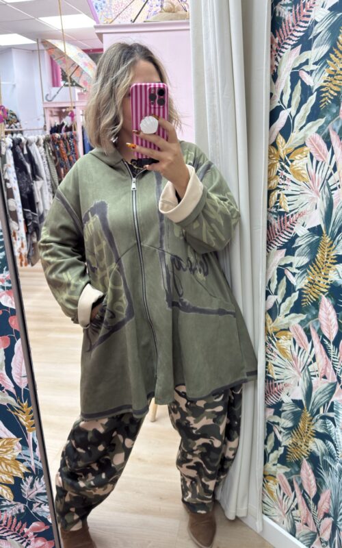 Chaqueta sudadera estampada cremallera