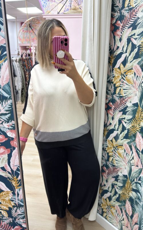 Jersey manga brillo beige
