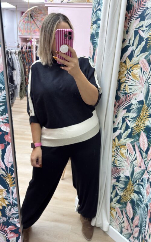 Jersey manga brillo negro